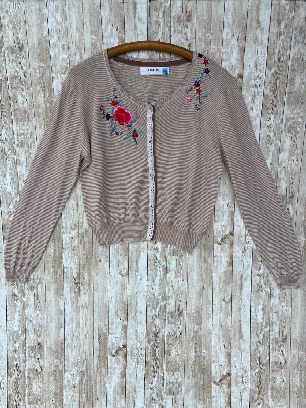 Sparrow Anthropologie Floral Embroidered Cardigan Sweater